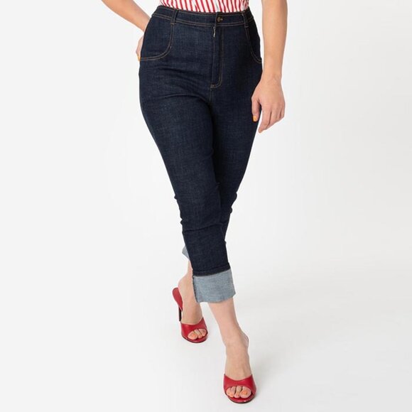 NWT Rockabilly XS & S Retro Cropped Jeans- "I Love Lucy" by Unique Vintage - Picture 11 of 13